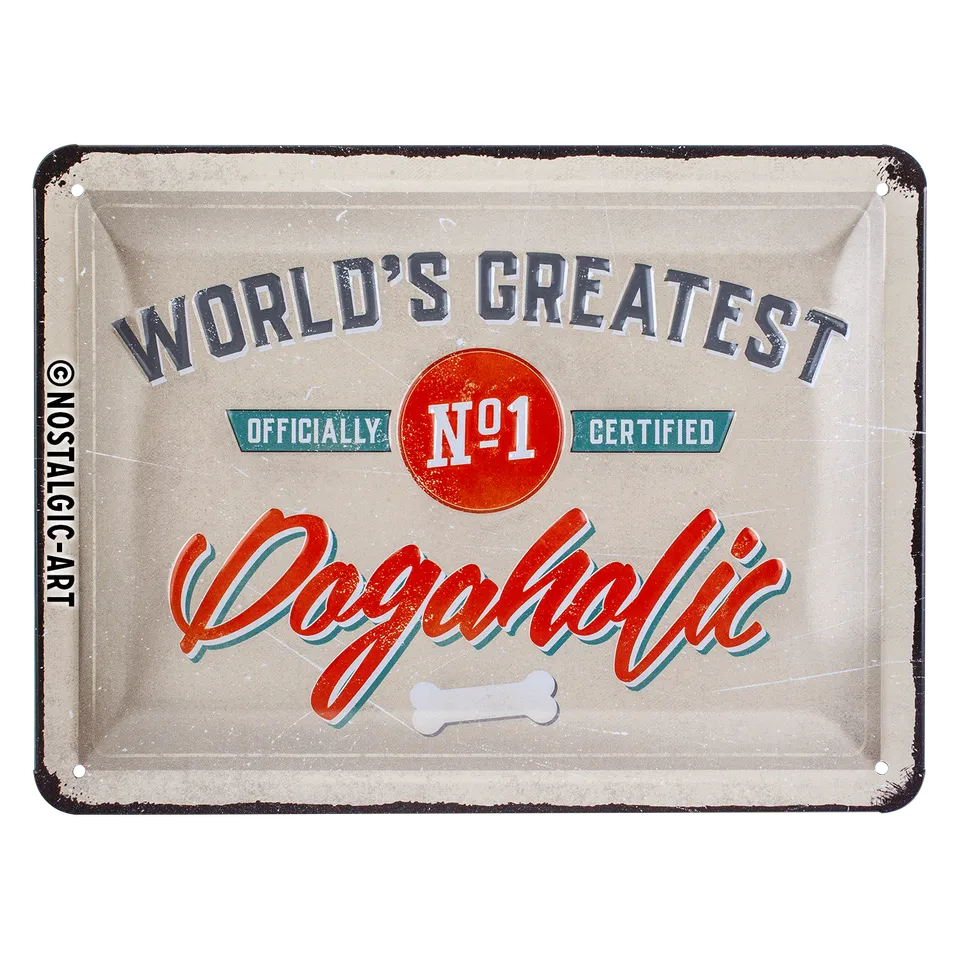 nostalgic-art-pfotenschild-dogaholic-targa-in-metallo-15x20-cm image 1