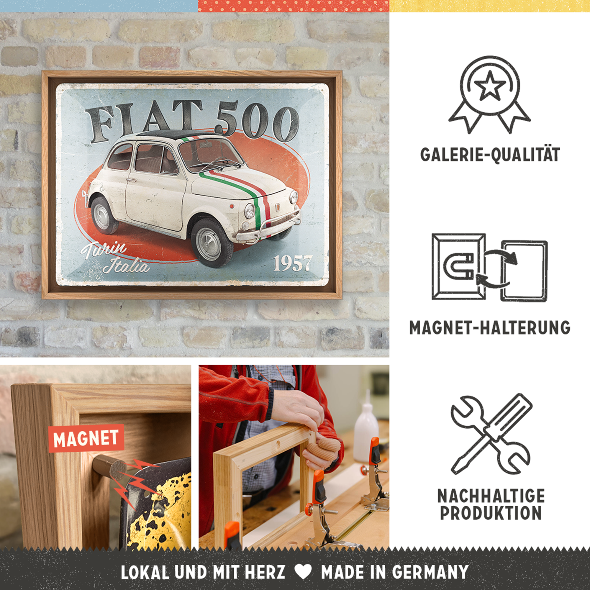 nostalgic-art-fiat-500-turin-italia-cornice-n-frame-l-33-5x44-cm image 3
