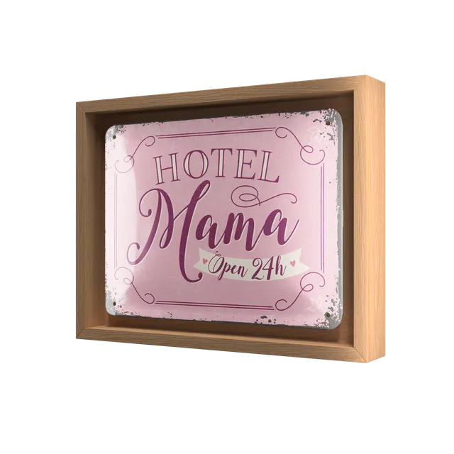 nostalgic-art-hotel-mama-n-frame-s-edition-quadro-metallo-con-cornice-legno-18-5 image 1
