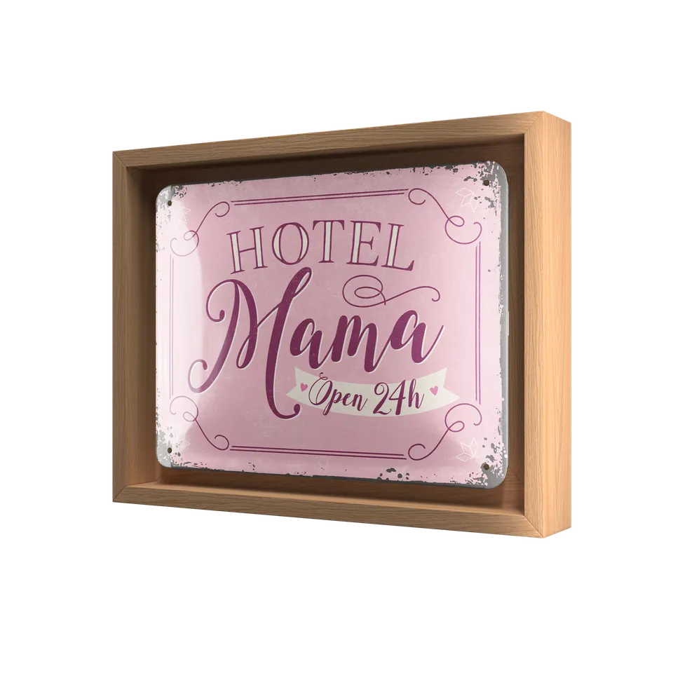 nostalgic-art-hotel-mama-n-frame-s-edition-quadro-metallo-con-cornice-legno-18-5 image 1