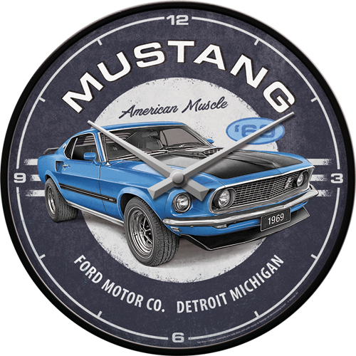 nostalgic-art-ford-mustang-1969-mach-1-blue-orologio-da-parete-31-cm image 1