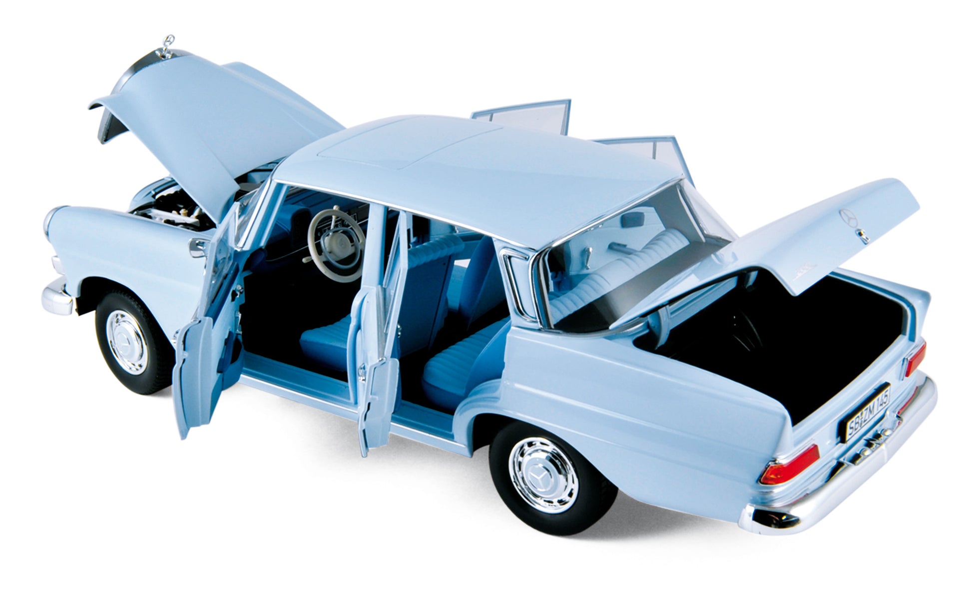 norev-mercedes-benz-200-sedan-1966-light-blue-modellino-auto-die-cast-1-18 image 1