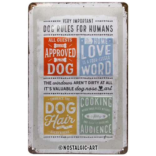 nostalgic-art-pfotenschild-dog-rules-targa-metallo-20x30-cm image 1
