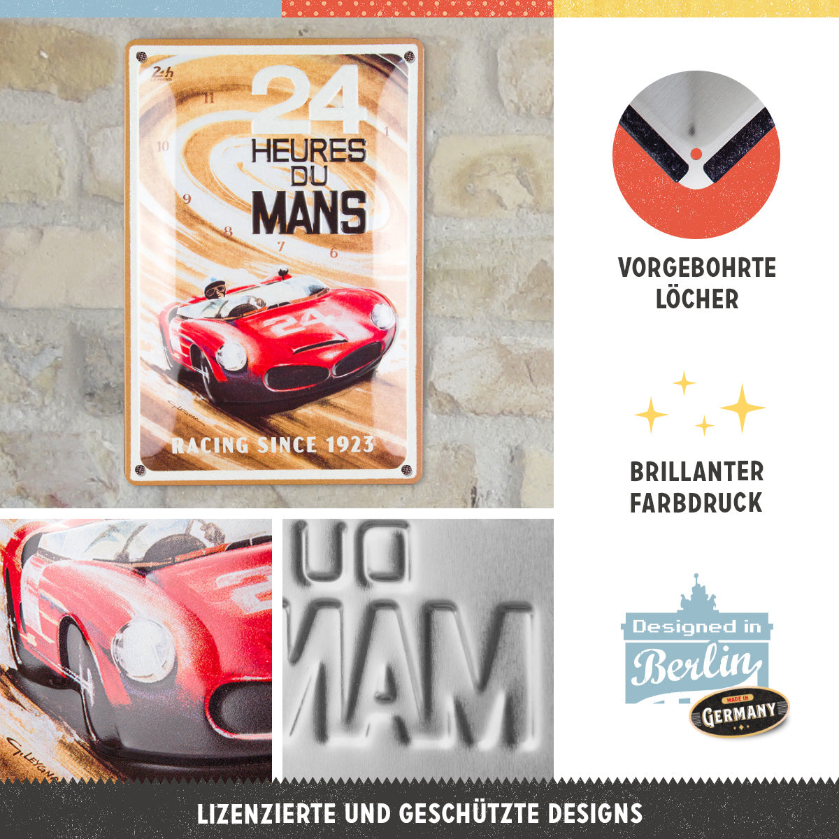 nostalgic-art-24h-le-mans-red-car-1963-targa-in-metallo-20x30-cm image 3