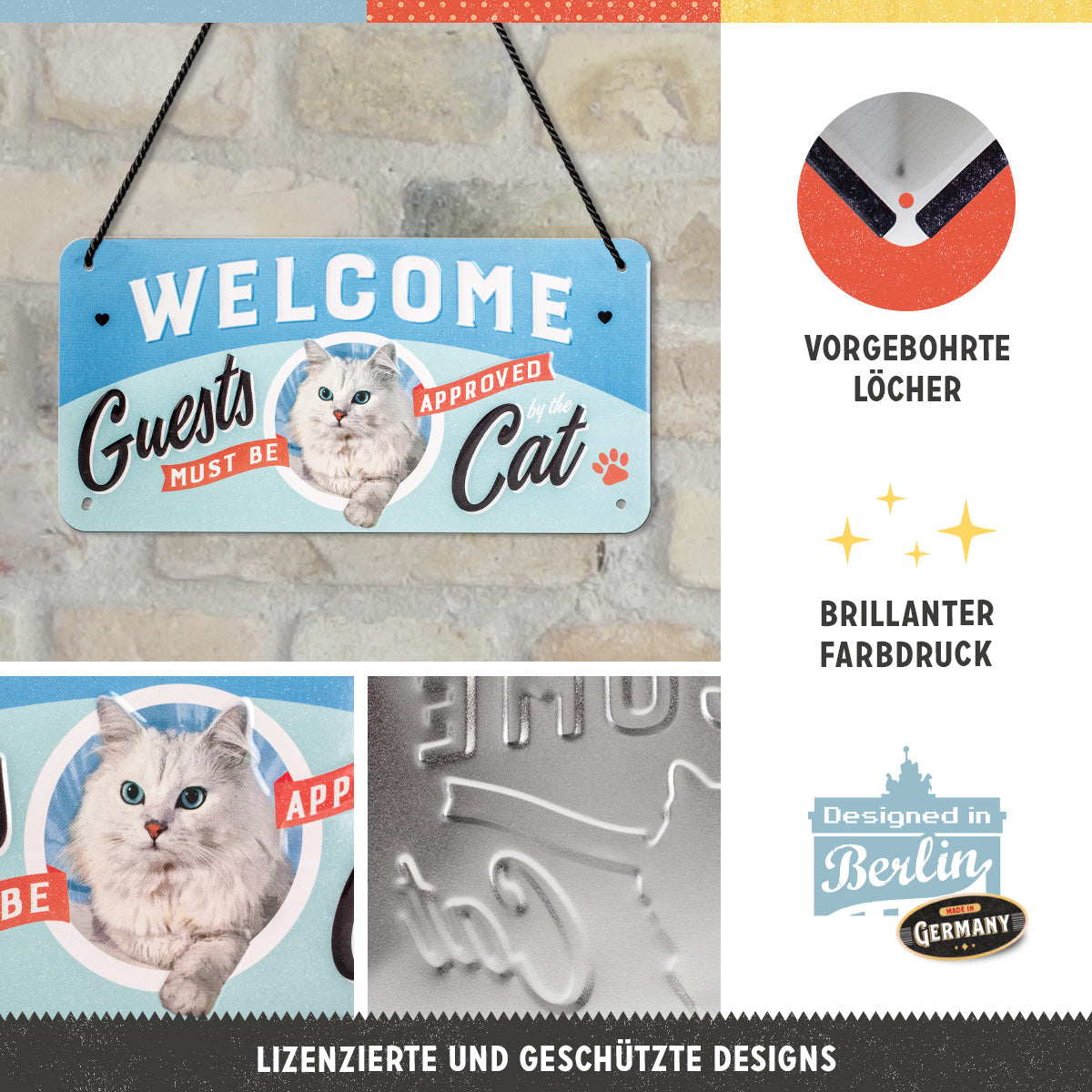 nostalgic-art-welcome-guests-cat-insegna-in-metallo-da-appendere image 4