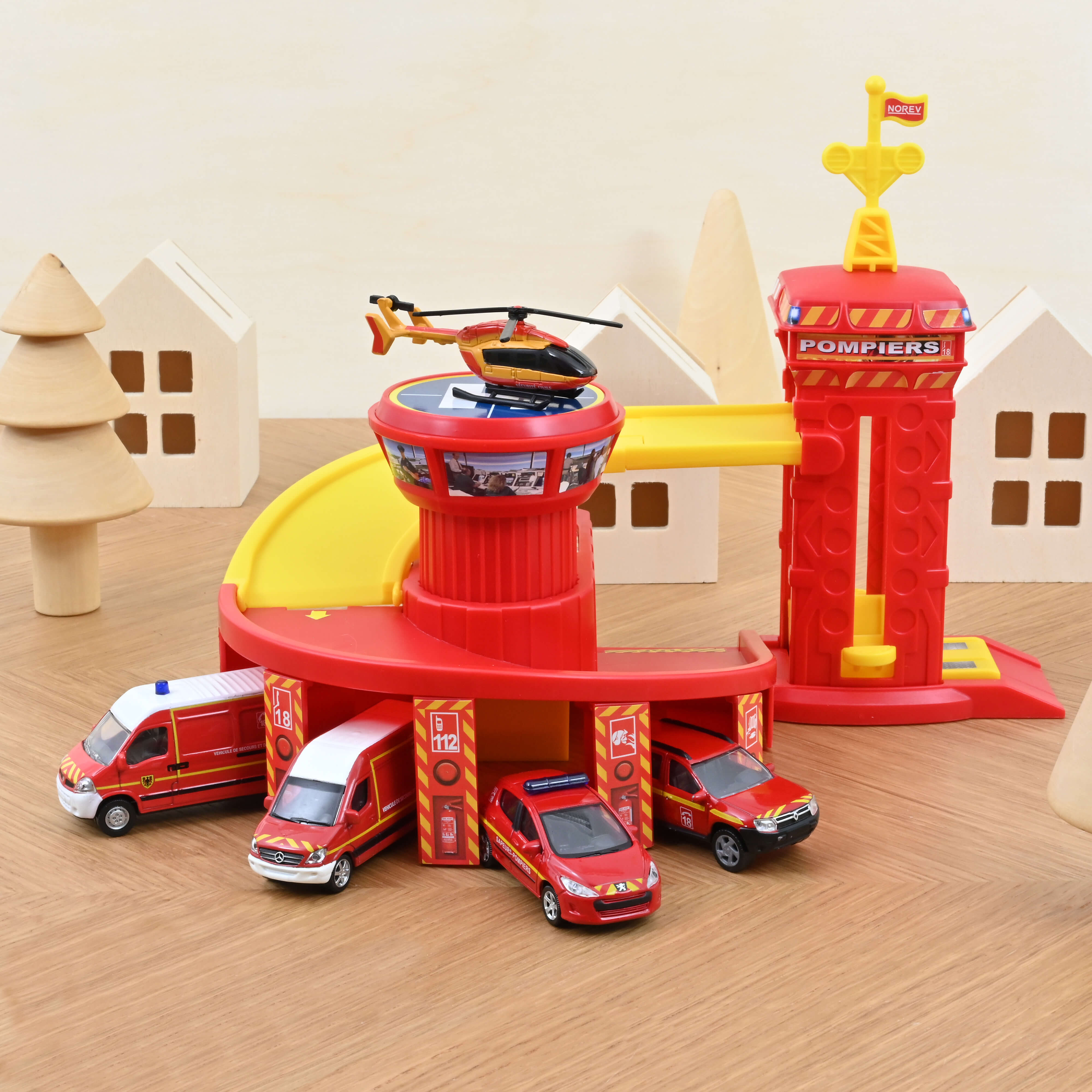 norev-centre-de-secours-pompieri-e-gendarmeria-playset-1-64-veicolo image 1