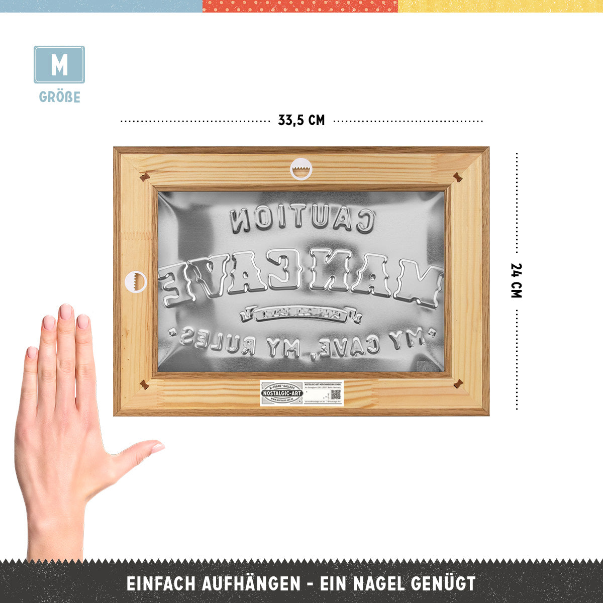 nostalgic-art-man-cave-n-frame-m-edition-targa-in-metallo-con-cornice-in-legno-2 image 2