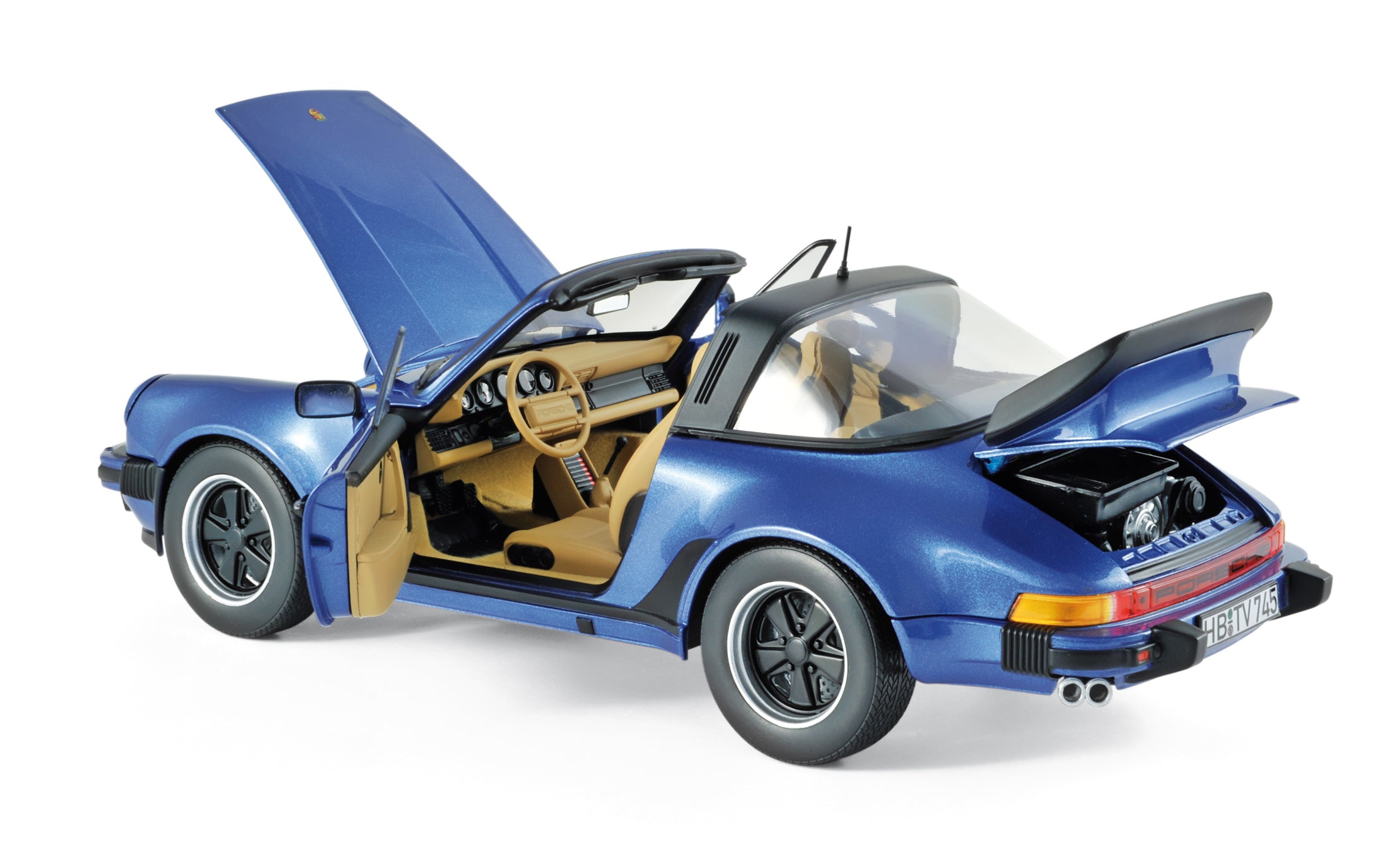 norev-porsche-911-turbo-targa-1987-blu-metallizzato-modellino-auto-1-18 image 2