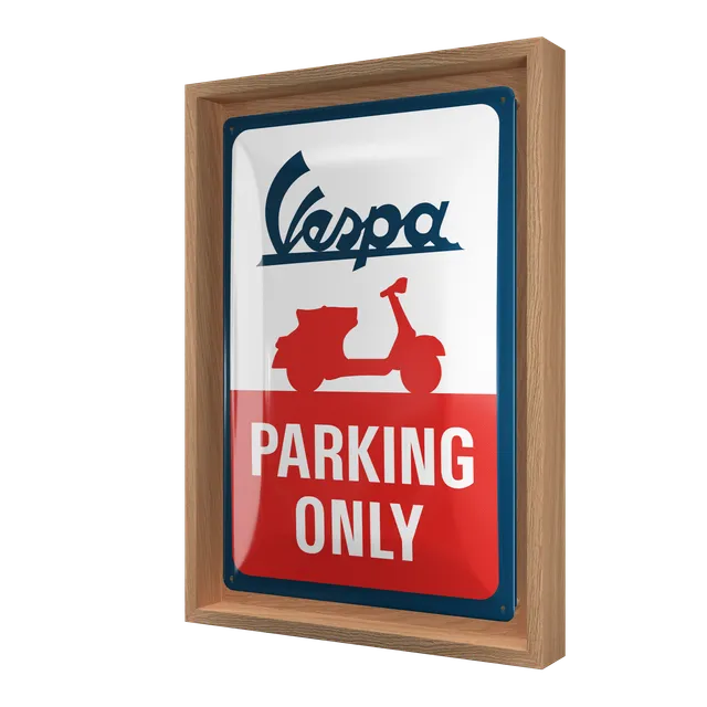 nostalgic-art-vespa-parking-only-n-frame-m-edition-cornice-rovere-24x33-5-cm image 1