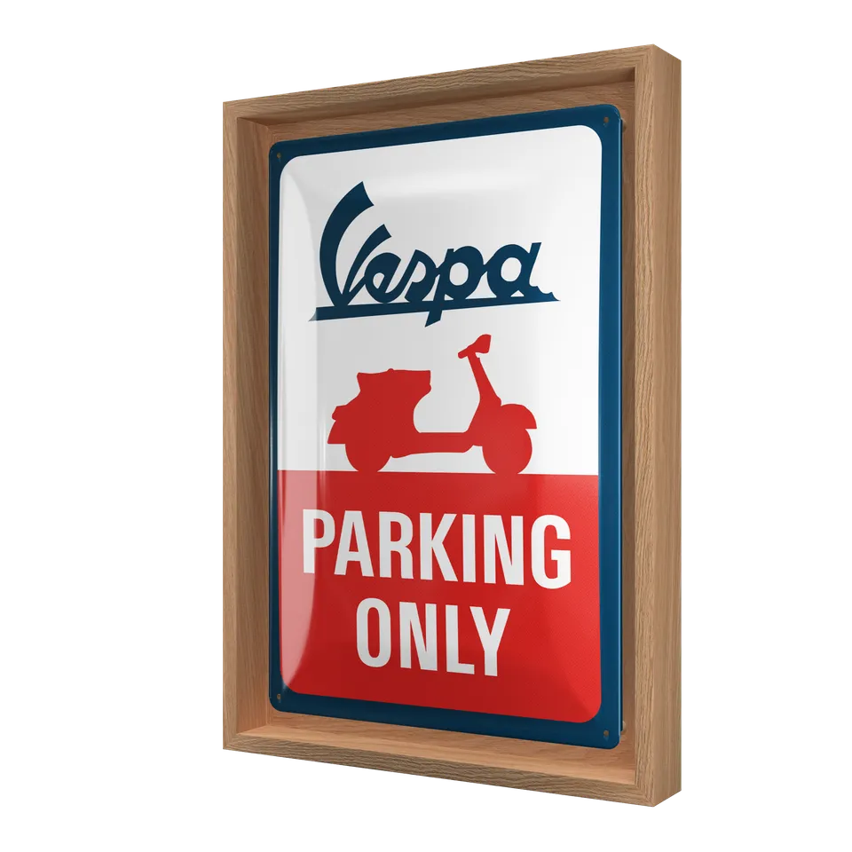 nostalgic-art-vespa-parking-only-n-frame-m-edition-cornice-rovere-24x33-5-cm image 1