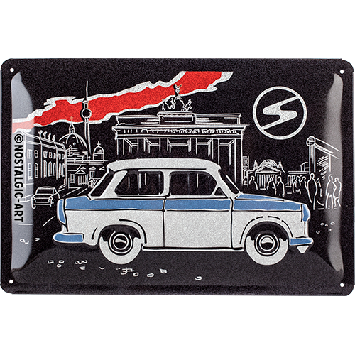 nostalgic-art-trabant-berlin-black-targa-metallo-20x30-cm image 1