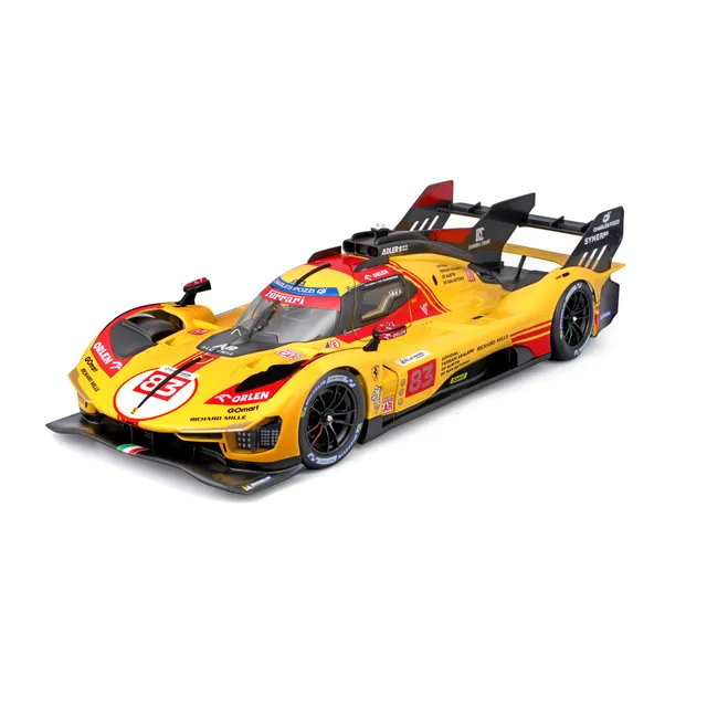 bburago-ferrari-499p-83-24h-le-mans-2024-1-18-gialla-con-porte-apribili image 1