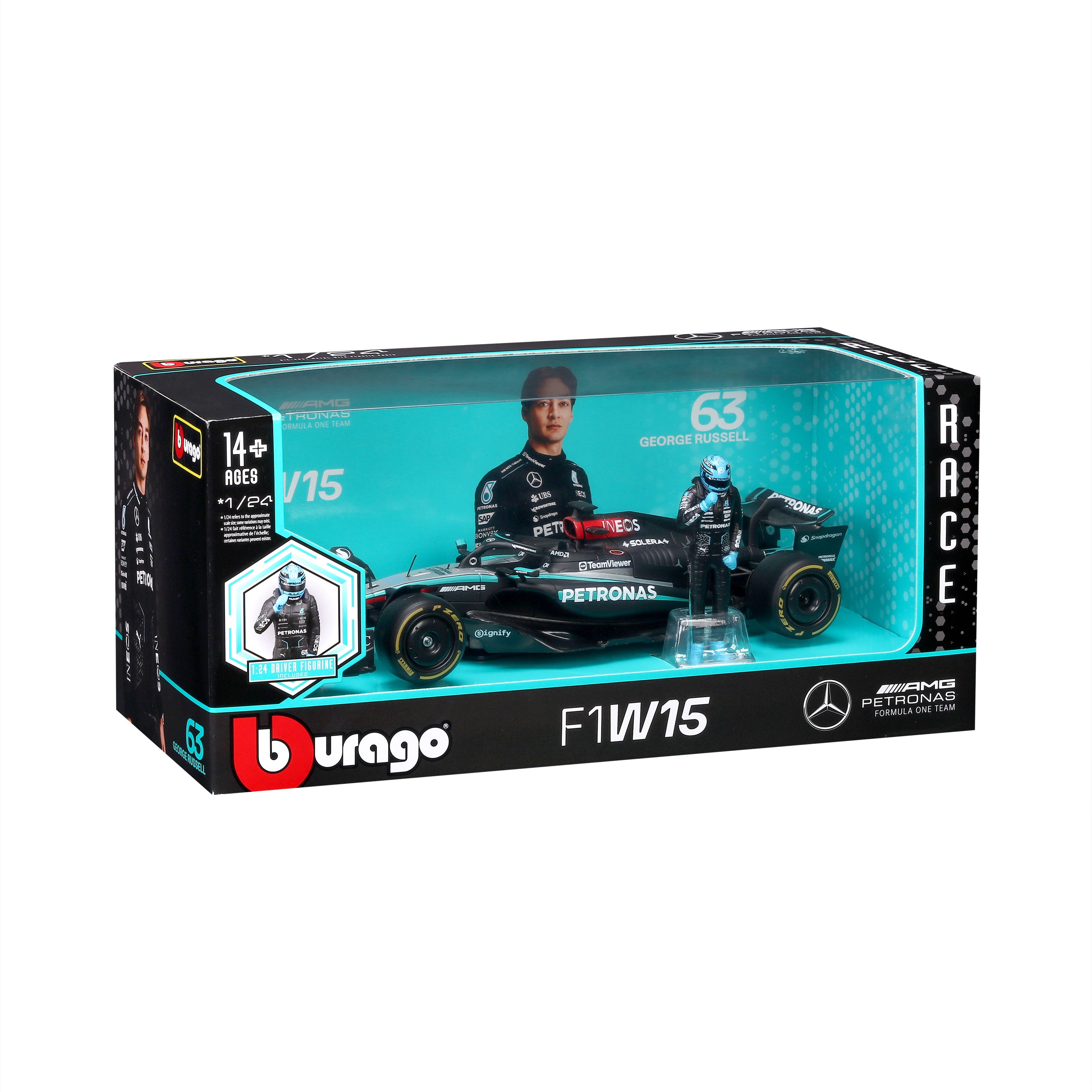 bburago-mercedes-amg-w15-e-performance-63-russell-con-pilota-1-24-f1-2024 image 2