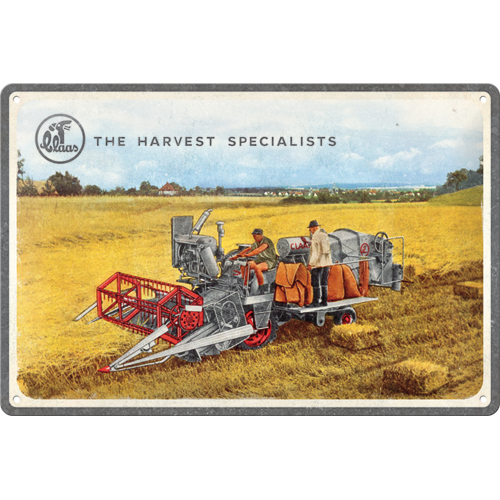 nostalgic-art-claas-the-harvest-specialists-targa-in-metallo-20x30-cm image 1