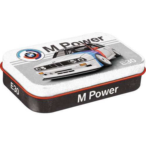 nostalgic-art-bmw-motorsport-m-power-e30-scatola-latta-xl-per-mentine-8x6-cm image 1