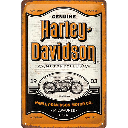 nostalgic-art-harley-davidson-genuine-motorcycles-milwaukee-targa-metallo-20x30- image 1