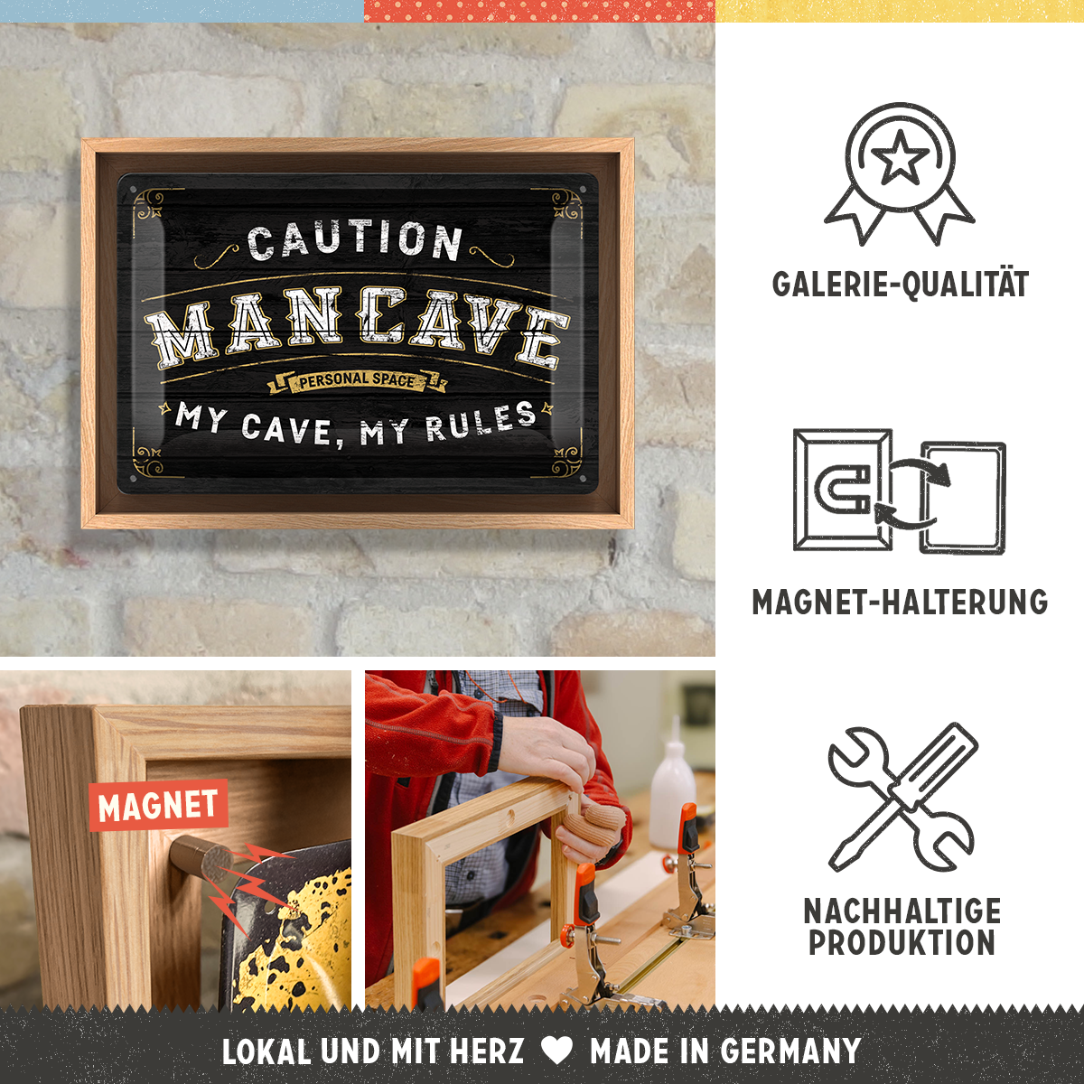 nostalgic-art-man-cave-n-frame-m-edition-targa-in-metallo-con-cornice-in-legno-2 image 3