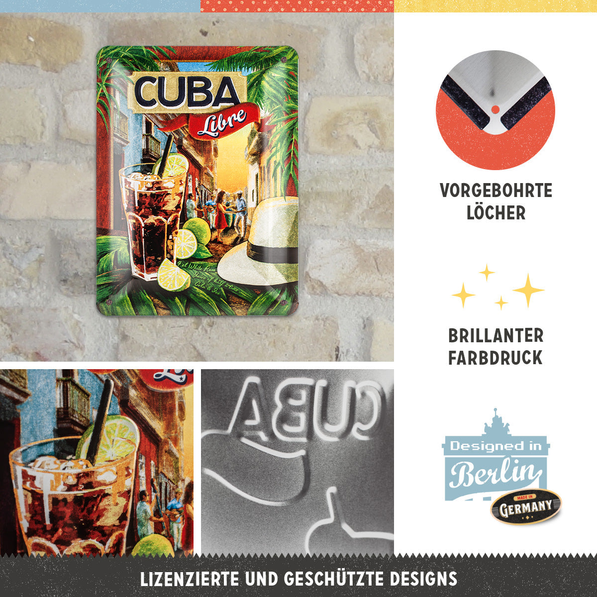 nostalgic-art-cocktail-time-cuba-libre-targa-in-metallo-15x20-cm image 2