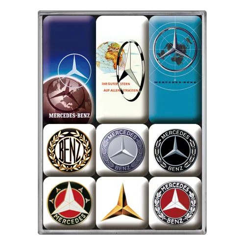 nostalgic-art-mercedes-benz-logo-evolution-set-magneti-7x9x2-cm-in-gift-box image 1
