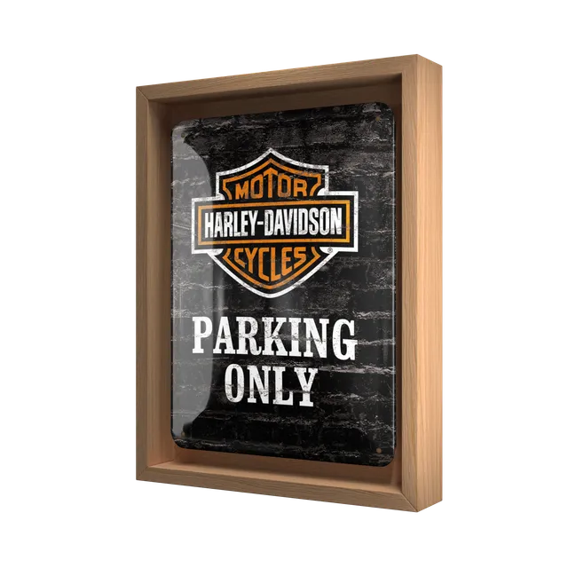 nostalgic-art-harley-davidson-parking-only-cornice-n-frame-s-edition-18-5x24-cm image 1