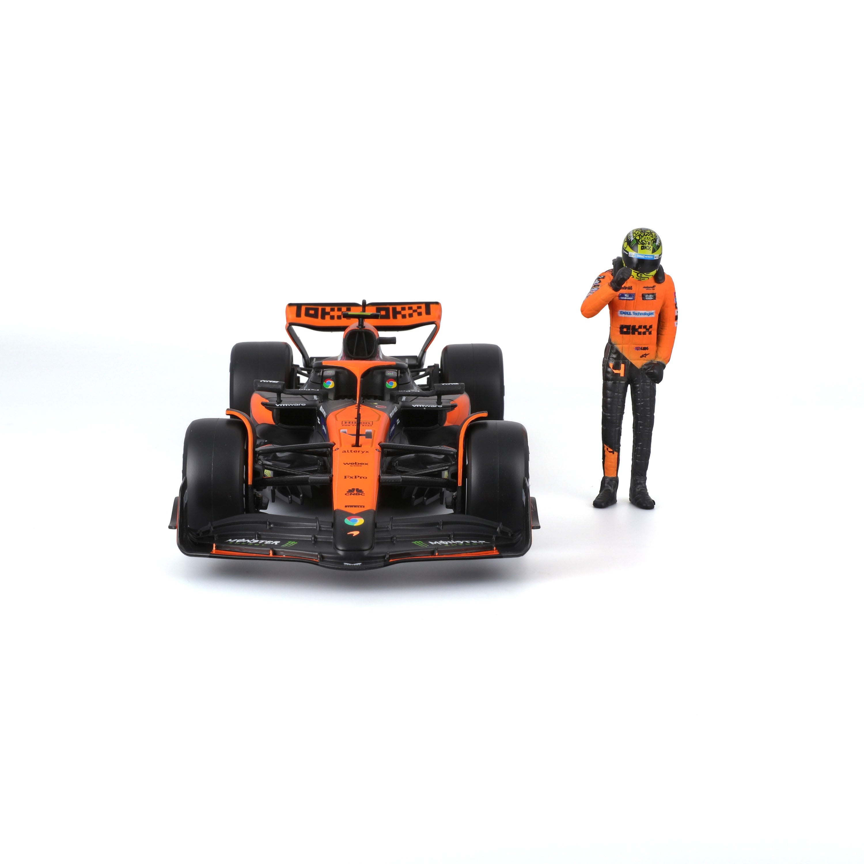 bburago-mclaren-mcl38-lando-norris-4-f1-2024-1-24-con-pilota-papaya-e-antracite image 4