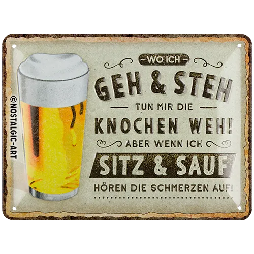 nostalgic-art-wo-ich-geh-und-steh-bier-targa-in-metallo-15x20-cm-2 image 1