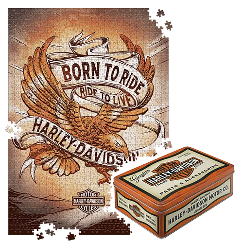 nostalgic-art-harley-davidson-born-to-ride-eagle-2-puzzle-1000-pezzi-in-scatola- image 1