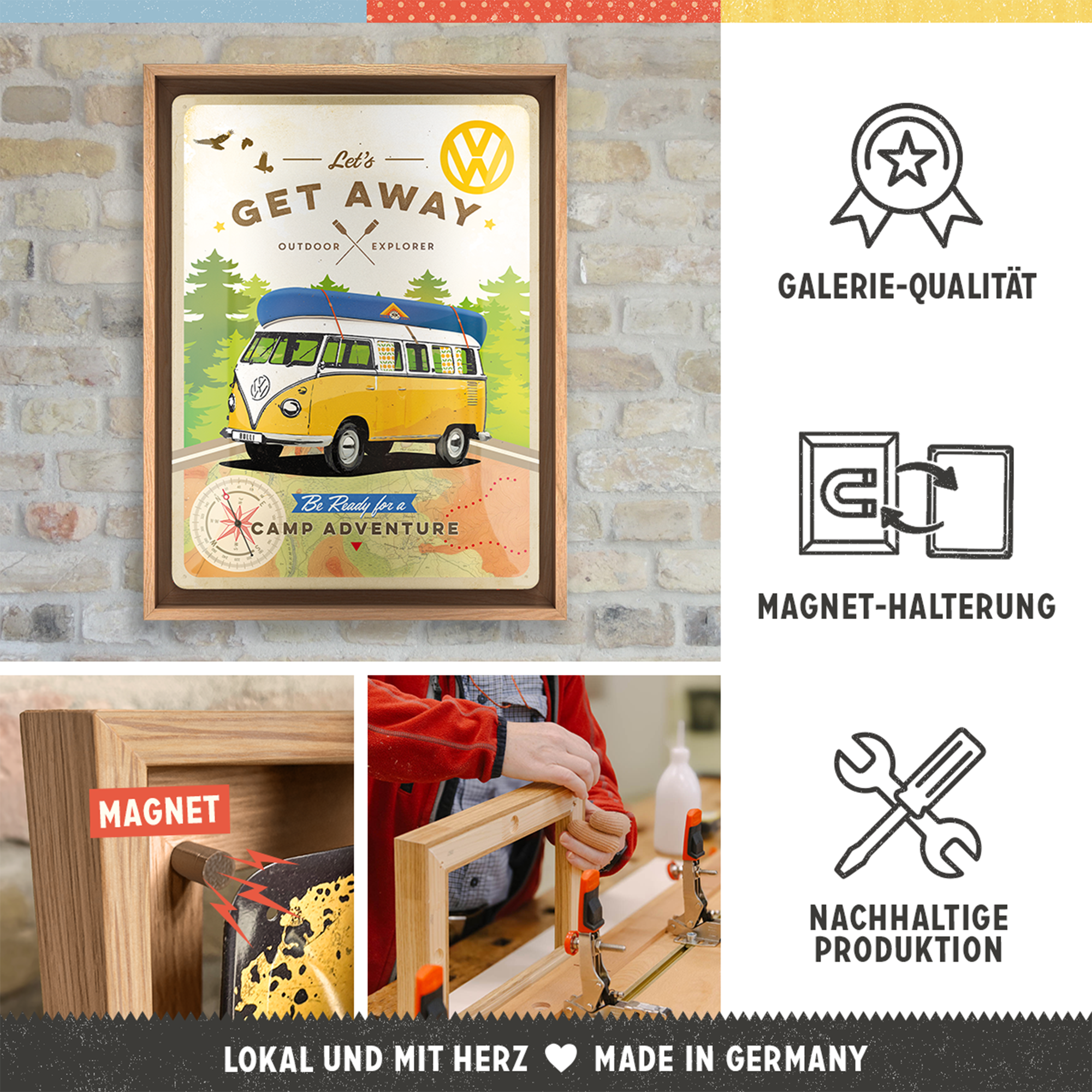 nostalgic-art-vw-bulli-let-s-get-away-cornice-n-frame-l-edition-33-5x44-cm image 3