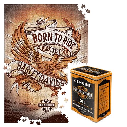 nostalgic-art-harley-davidson-born-to-ride-eagle-3-puzzle-in-latta-da-1000-pezzi image 1