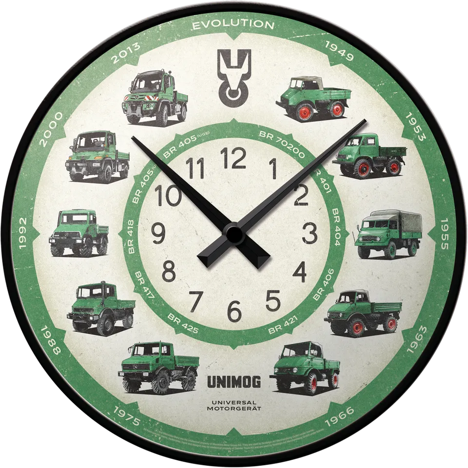 nostalgic-art-daimler-truck-unimog-model-chart-orologio-da-parete-31-cm-2 image 1