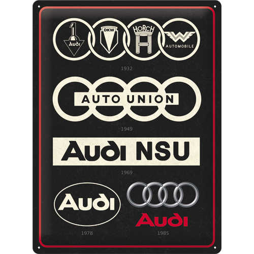 nostalgic-art-audi-logo-evolution-targa-metallo-30x40-cm image 1