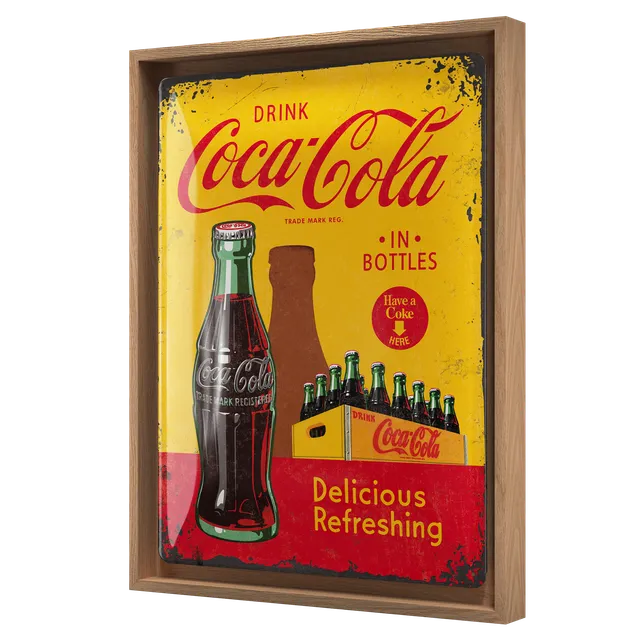 nostalgic-art-coca-cola-in-bottles-yellow-cornice-n-frame-l-33-5-x-44-cm image 1