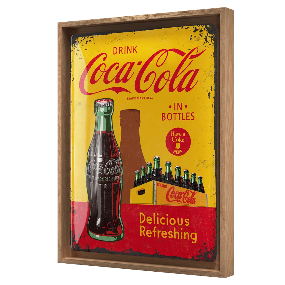 nostalgic-art-coca-cola-in-bottles-yellow-cornice-n-frame-l-33-5-x-44-cm image 1