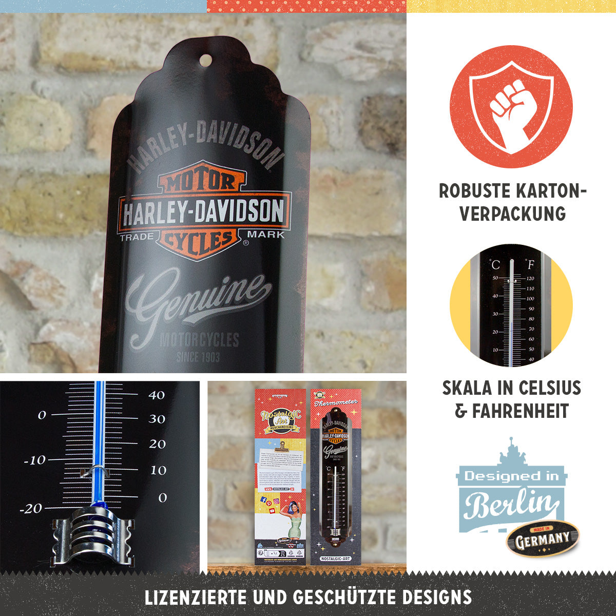 nostalgic-art-harley-davidson-genuine-logo-termometro-in-metallo-28-cm image 3