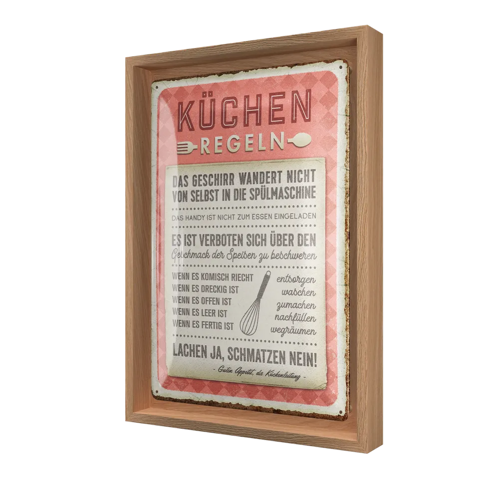 nostalgic-art-k-chen-regeln-n-frame-m-edition-con-cornice-rovere-24x33-5-cm image 1