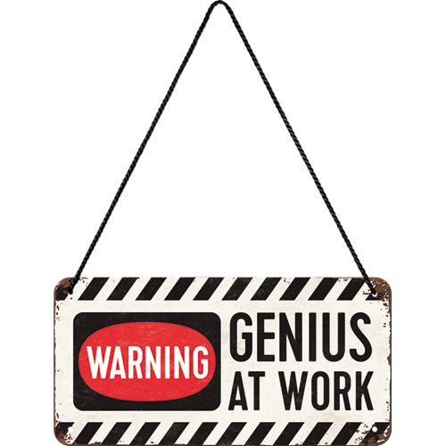 nostalgic-art-genius-at-work-insegna-in-metallo-da-appendere-10x20-cm image 2