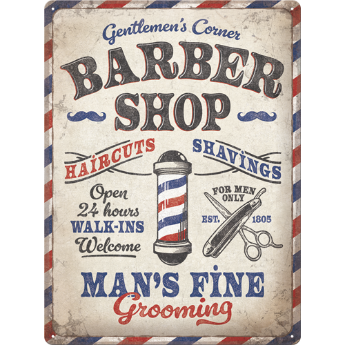 nostalgic-art-barber-shop-targa-in-metallo-30x40-cm image 1