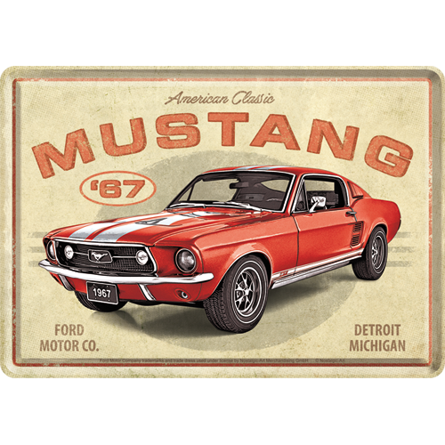 nostalgic-art-ford-mustang-gt-1967-red-metal-card-10x14-cm image 1