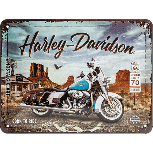 nostalgic-art-harley-davidson-route-66-road-king-classic-targa-in-metallo-15-x-2 image 1