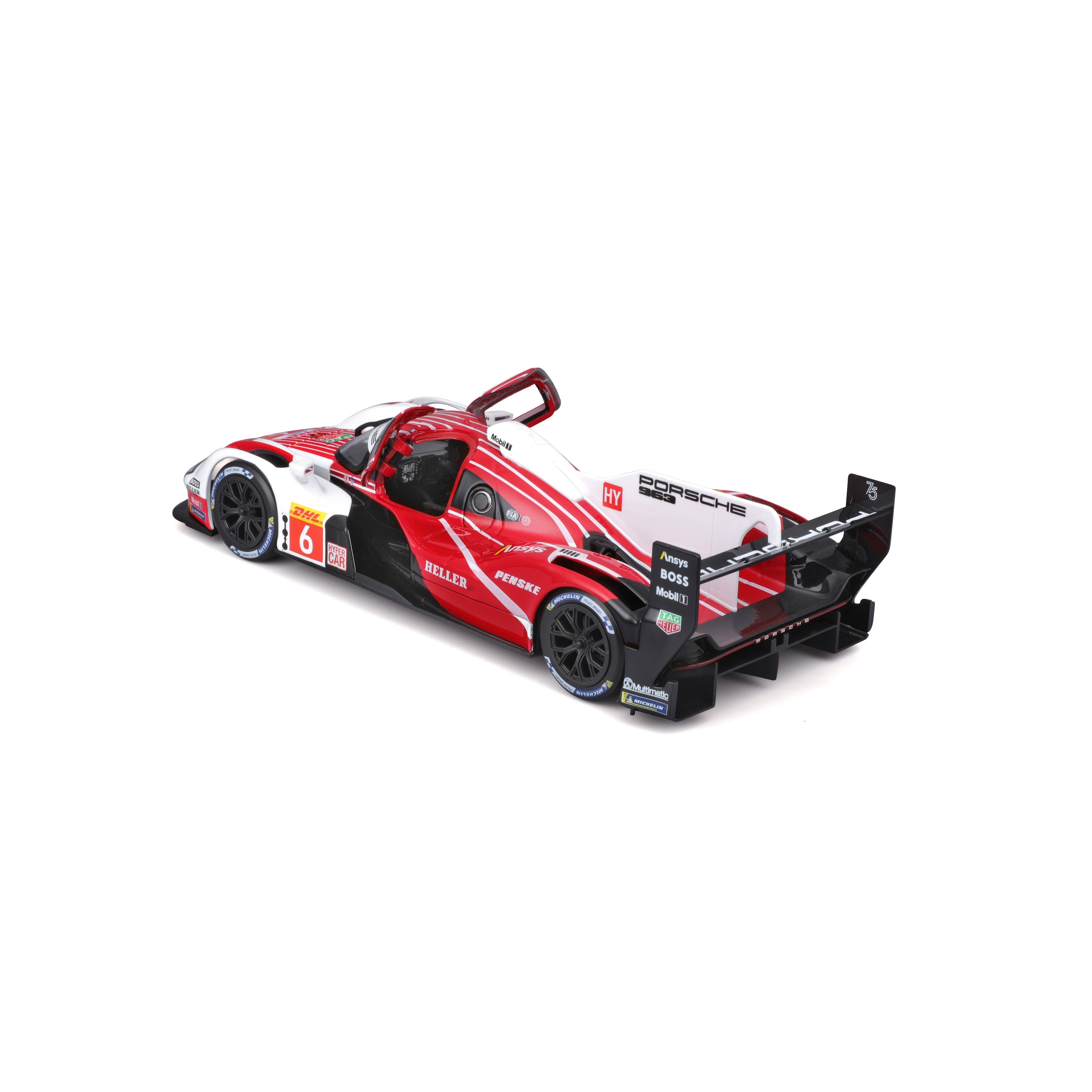 bburago-porsche-penske-963-6-1-24-modellino-endurance-rosso-e-bianco image 8