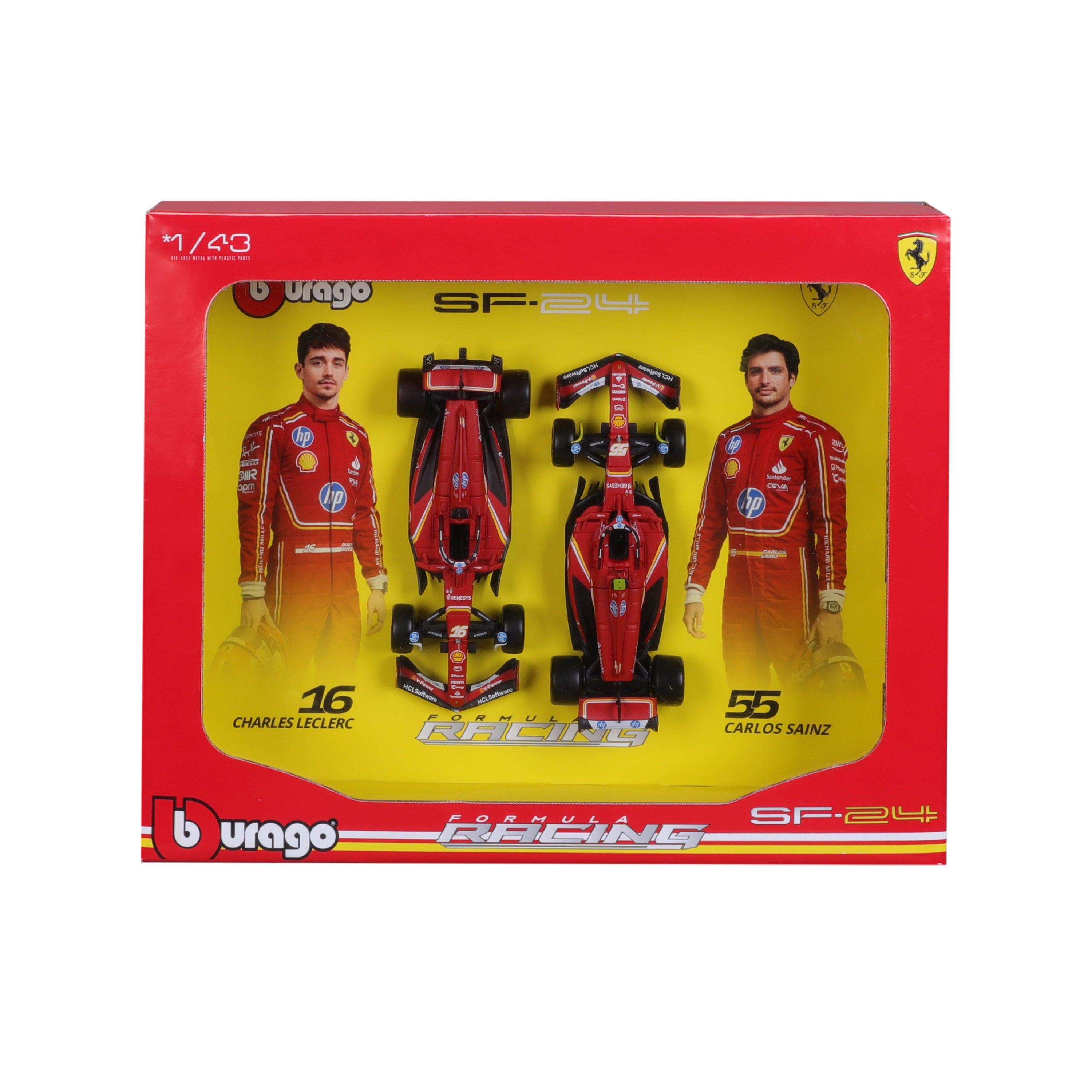 bburago-set-2-modelli-ferrari-sf-24-leclerc-sainz-f1-2024-1-43-livery-imola image 3