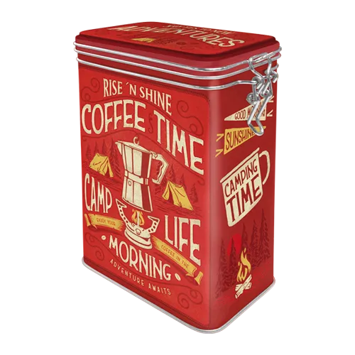 nostalgic-art-camp-coffee-time-scatola-metallo-con-coperchio-a-scatto-7-5x11x17- image 1