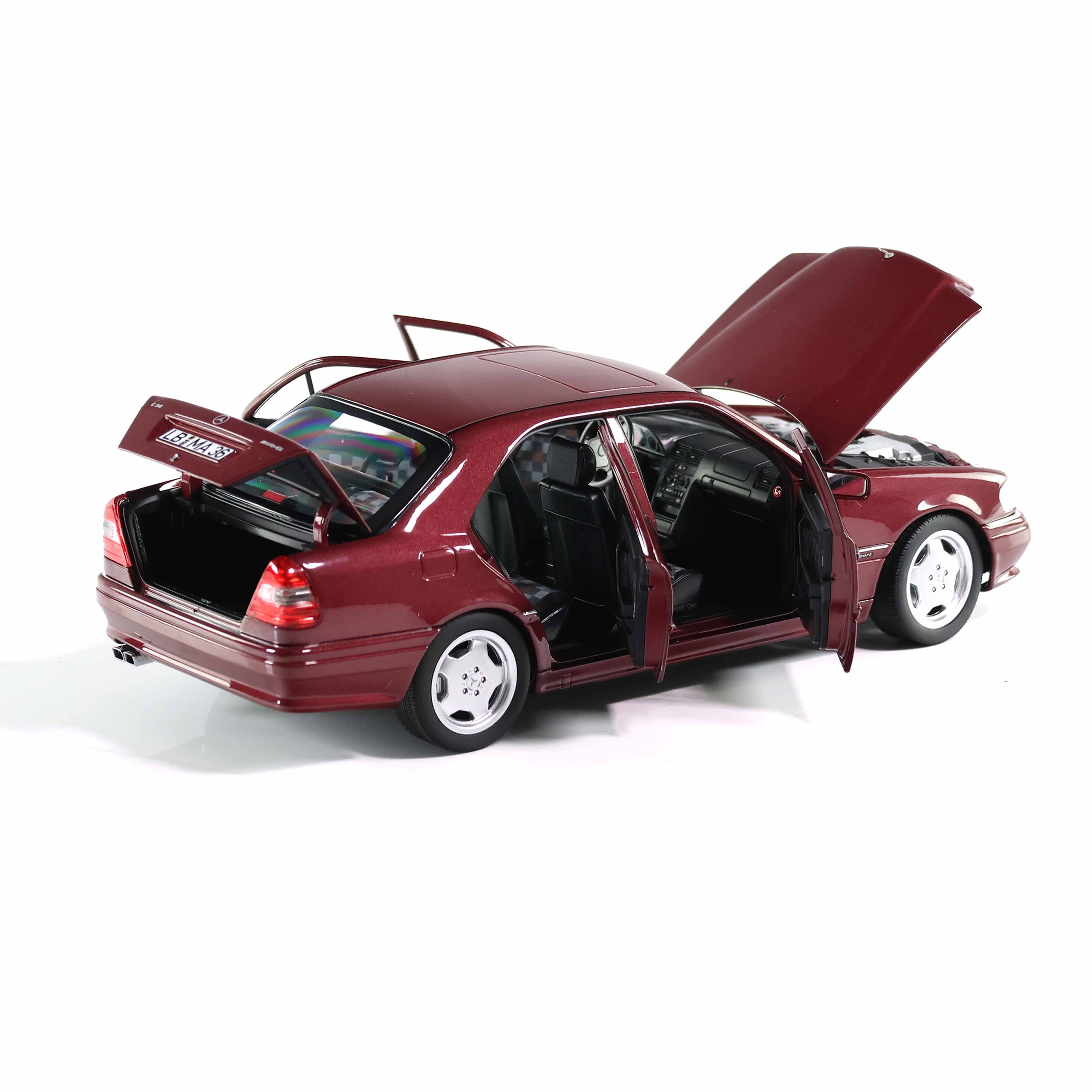 norev-mercedes-benz-c36-amg-1993-rosso-almandine-modellino-auto-1-18 image 2