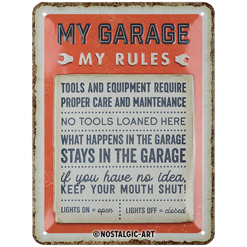 nostalgic-art-my-garage-my-rules-targa-in-metallo-15x20-cm image 1