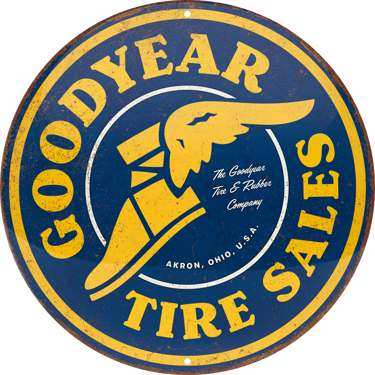 nostalgic-art-goodyear-tire-sales-targa-rotonda-in-metallo-35-cm image 1