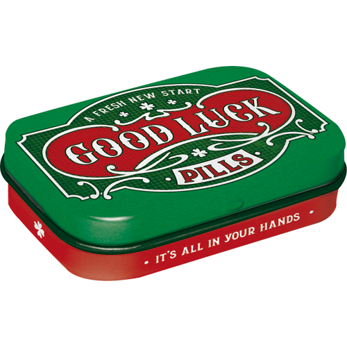 nostalgic-art-good-luck-pills-pill-box-tascabile-in-metallo-con-mentine image 1