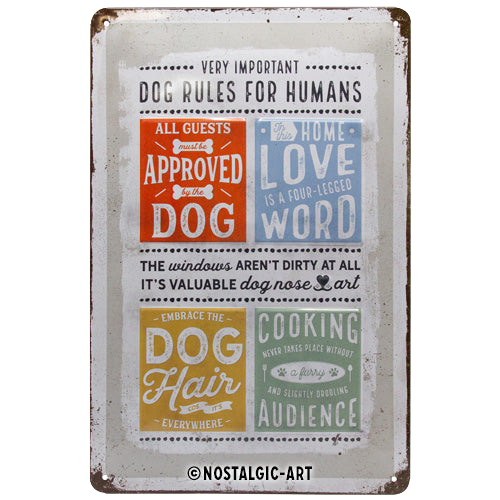 nostalgic-art-pfotenschild-dog-rules-targa-metallo-20x30-cm image 1
