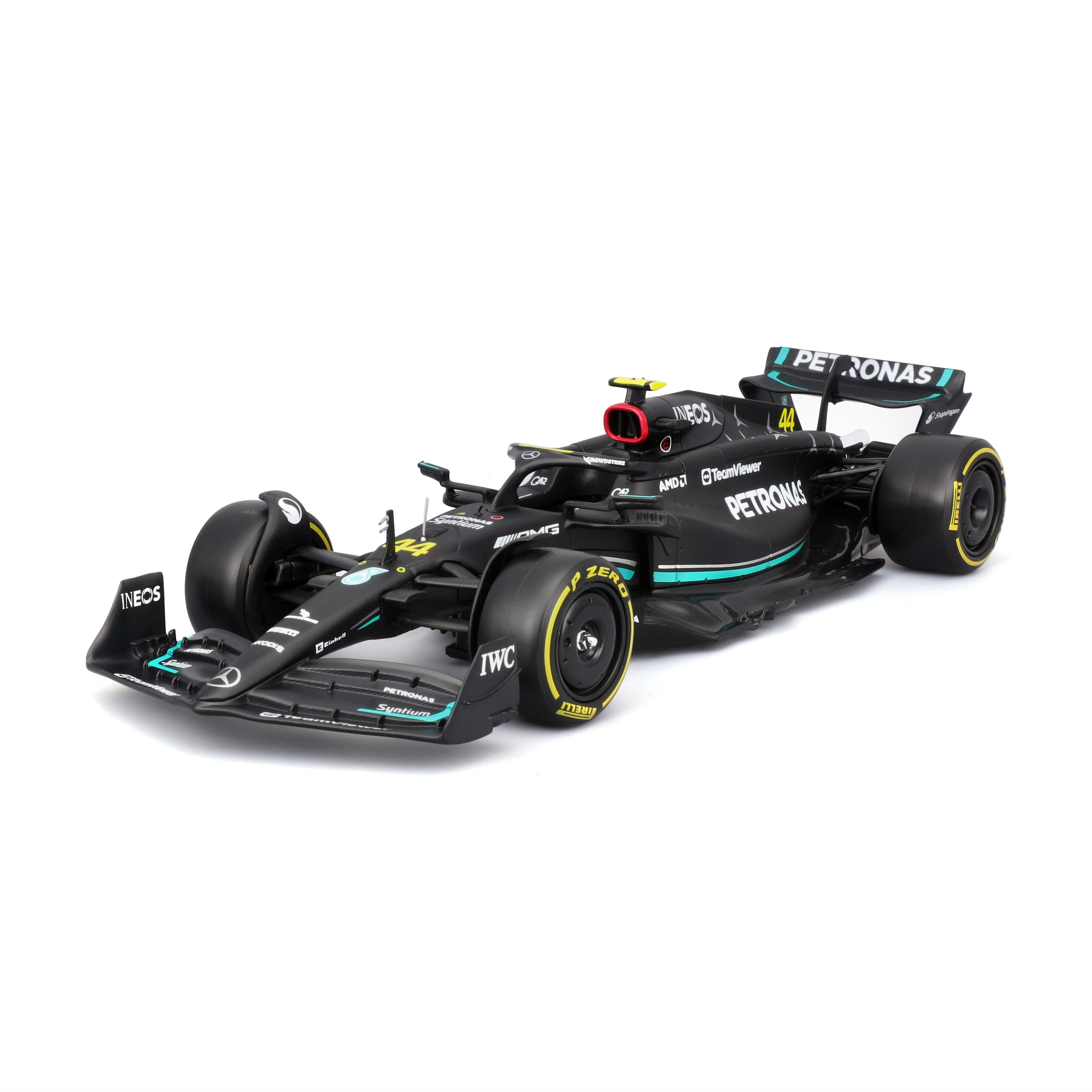 bburago-mercedes-w14-e-performance-44-lewis-hamilton-f1-2023-1-24-con-pilota image 3