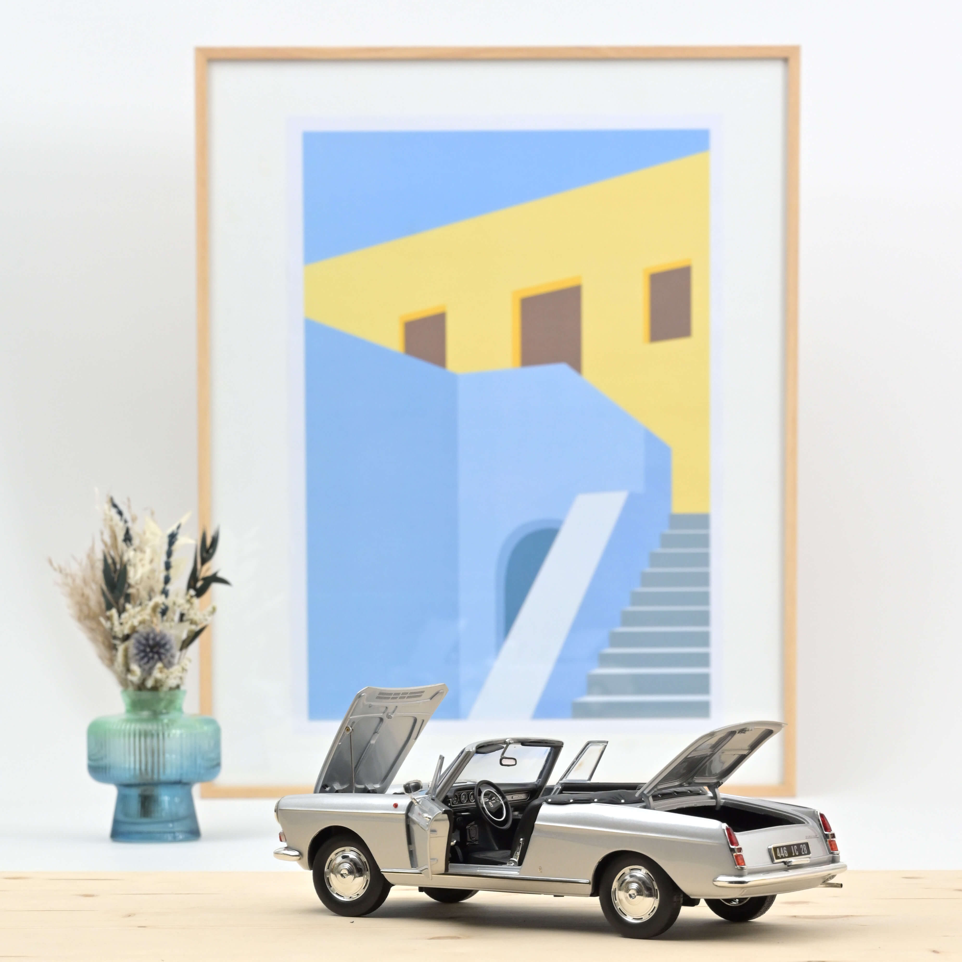 norev-peugeot-404-cabriolet-1967-argent-1-18-modellino-auto-d-epoca image 3
