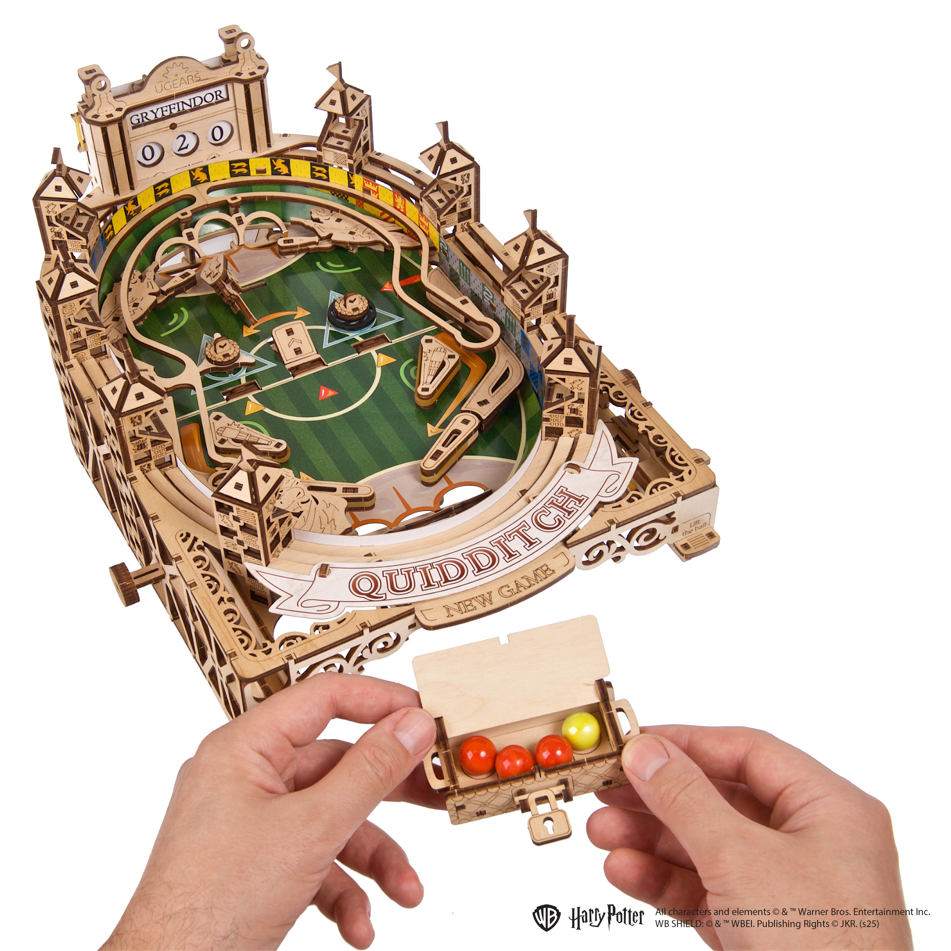 ugears-quidditch-pinball-gioco-flipball-meccanico-in-legno-harry-potter-series image 4